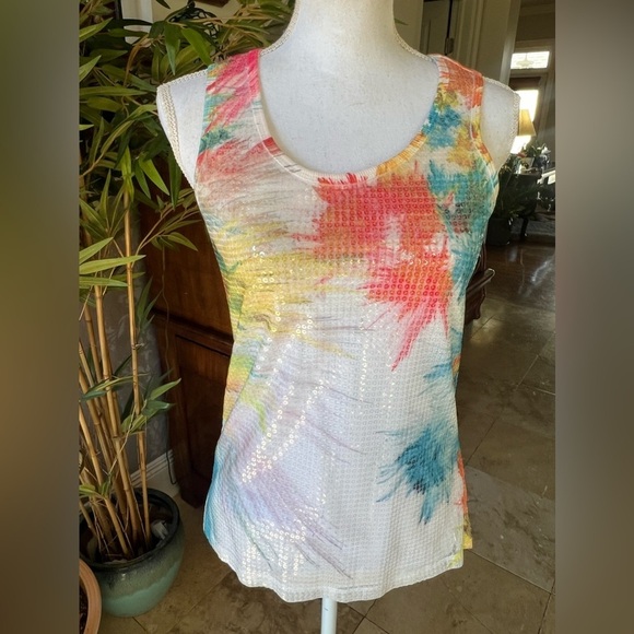 Only nine ladies tank top sequin sleeveless. NWOT. fully line medium petite - Picture 8 of 16